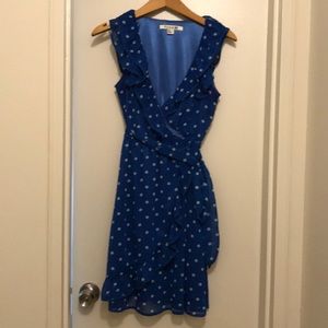 Blue knee length polka dot dress